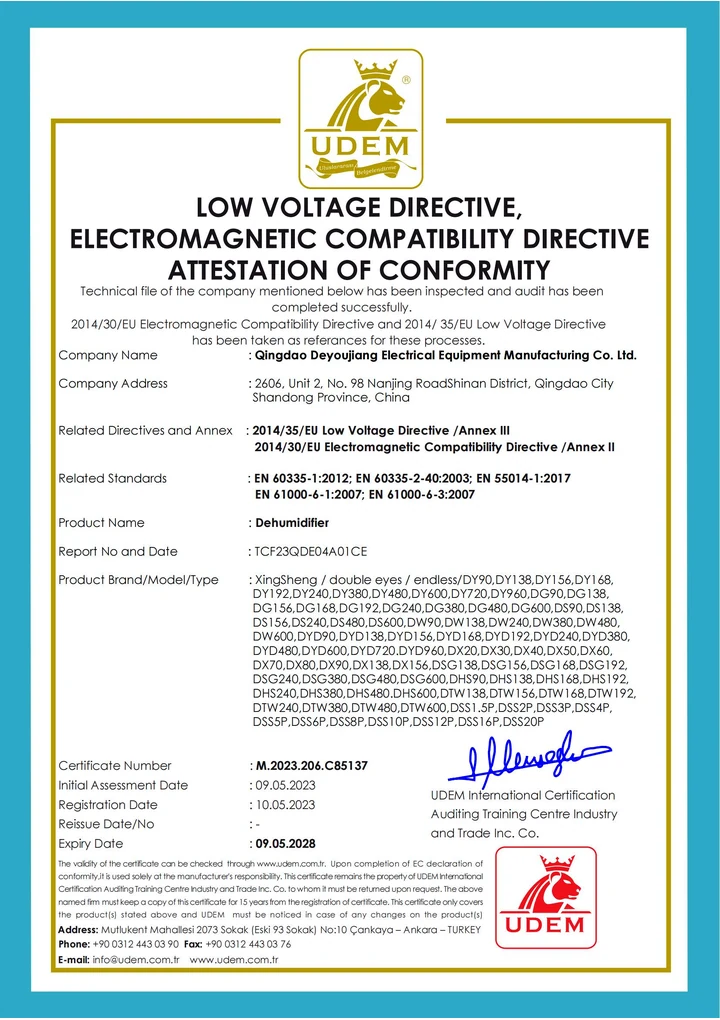 CE conformity document preview for Deyoujiang manufacturing system