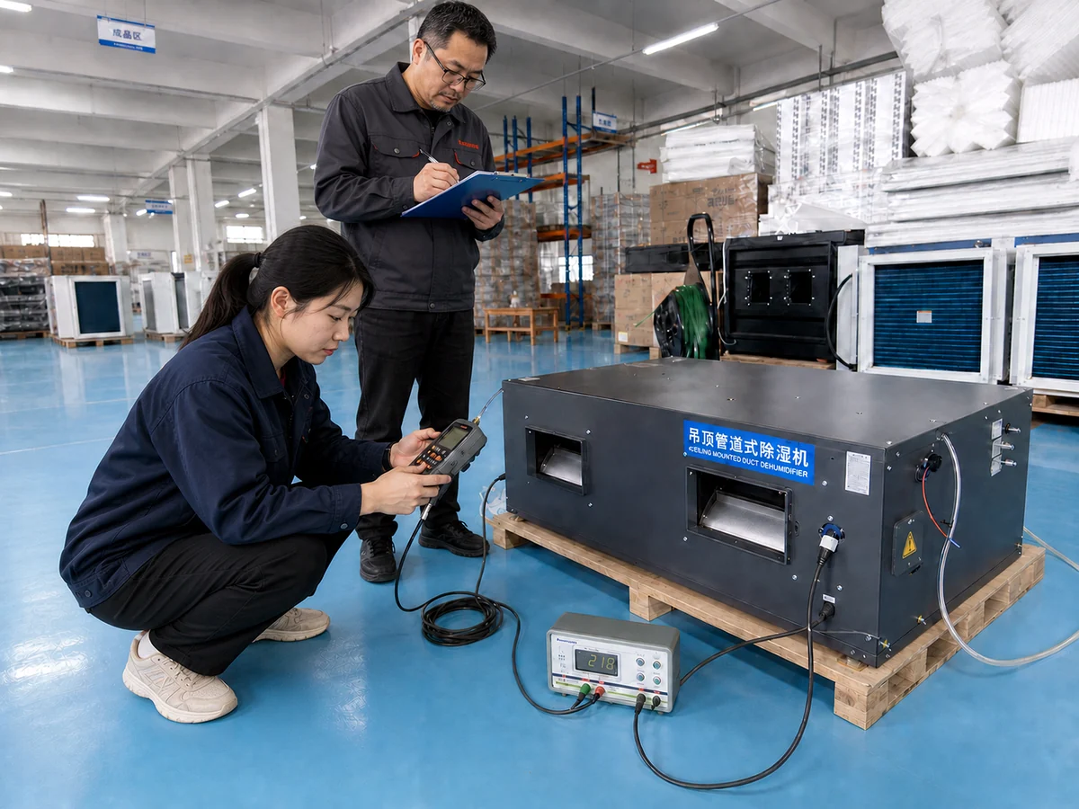Ceiling ducted dehumidifier inspection and test recording